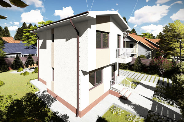 2 Story Steel Frame House With 3 Bedrooms Model 141-087 - modern exterior house image 2