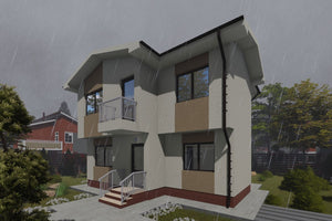 2 Story Steel Frame House With 3 Bedrooms Model 141-087 - modern exterior house image 6 thumbnail