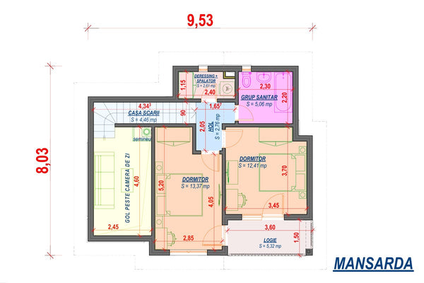 2 Storey Steel Frame House With Three Bedrooms Model 147-089 - modern house plan 2