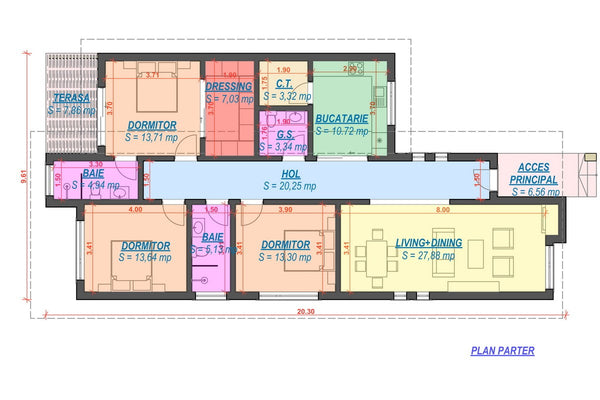 One Storey Steel Frame House With 3 Bedrooms Model 165-056 - house plan