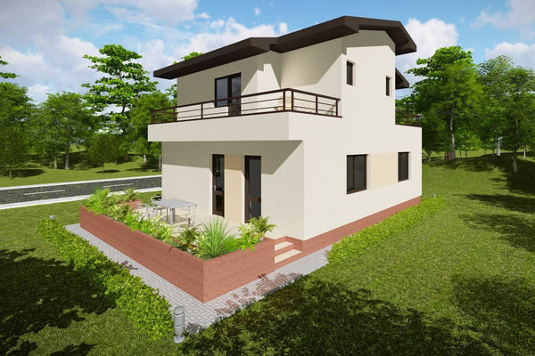 2 Story Steel Frame House With 3 Bedrooms Number 176-030 - house design image 2