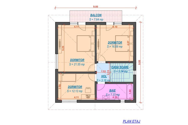 2 Storey Steel Frame House With 3 Bedrooms Model 180-070 - house plan 2