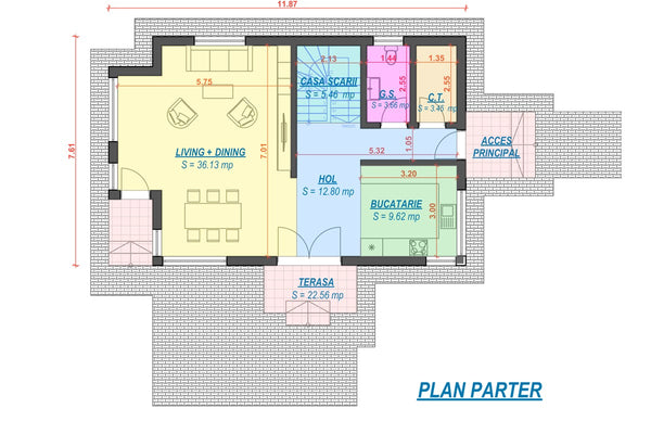 2 Story Steel Frame House With 3 Bedrooms Model 186-058 - house plan