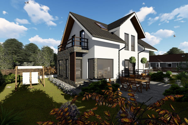 2 Story Steel Frame House With 3 Bedrooms Model 186-058 - house design image 4