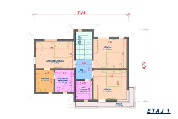 2 Story Steel Frame House With 3 Bedrooms Number 190-080 - house plan 2
