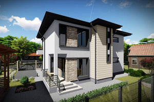 2 Story Steel Frame House With 3 Bedrooms Number 190-080 - house design image 2 thumbnail