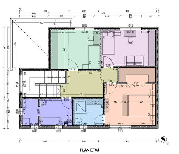 Two Floor Steel Frame House With Three Bedrooms 193-094 - house plan 2