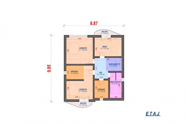 Two Story Steel Frame House With 3 Bedrooms Model 207-054 - house floor design 2