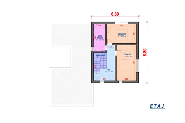 Two Floor Steel Frame House With Two Bedrooms Model 207-069 - home layout 2