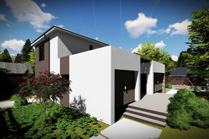 Two Floor Steel Frame House With Two Bedrooms Model 207-069 - modern style house exterior image 2 thumbnail