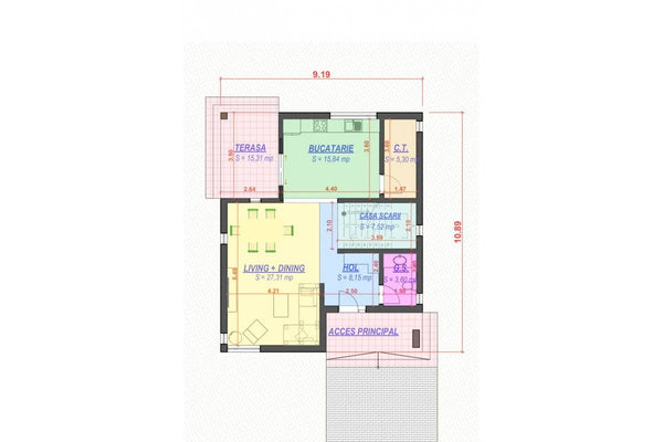 2 Storey Steel Frame House With 3 Bedrooms Model 211-034 - floor plan design 1