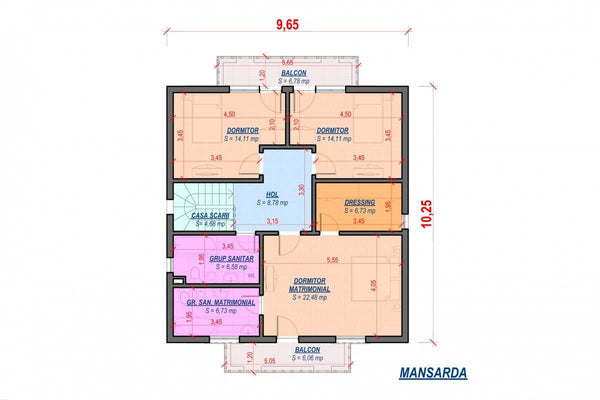 2 Story Steel Frame House With Three Bedrooms Model 235-005 - house floor plan 2