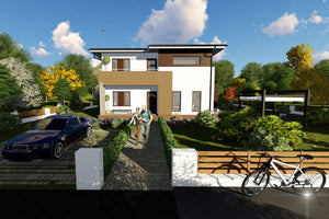 Two Story Steel Frame House With 3 Bedrooms Number 235-043 - modern exterior home image 4 thumbnail