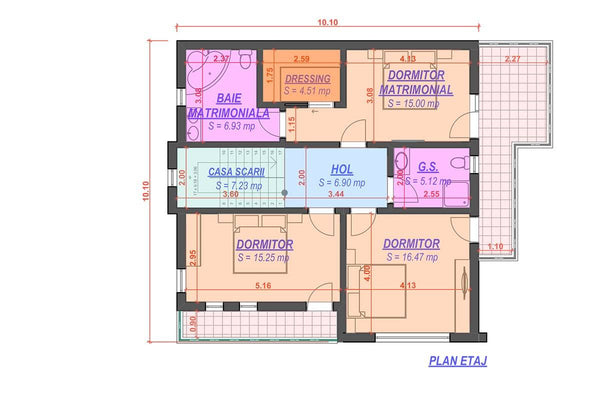 Two Story Steel Frame House With 3 Bedrooms Number 235-043 - floor plan design 2