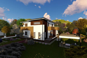 Two Story Steel Frame House With 3 Bedrooms Number 235-043 - modern exterior home image 6 thumbnail