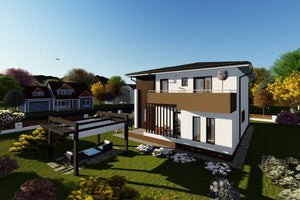 Two Story Steel Frame House With 3 Bedrooms Number 235-043 - modern exterior home image 2 thumbnail