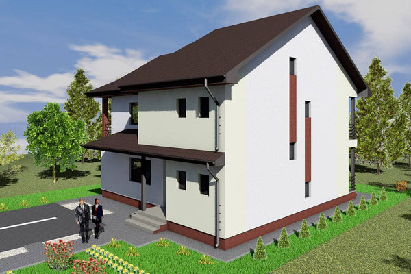 Two Story Steel Frame House With 3 Bedrooms Model 238-010 - house exterior image 3