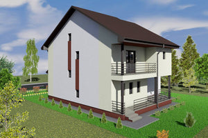 Two Story Steel Frame House With 3 Bedrooms Model 238-010 - house exterior image 4 thumbnail