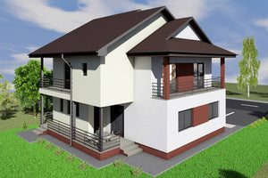 Two Story Steel Frame House With 3 Bedrooms Model 238-010 - house exterior image 2 thumbnail