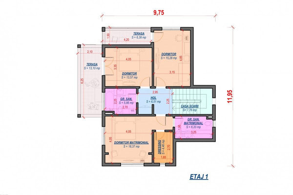 Two Storey Steel Frame House With 3 Bedrooms Model 241-003 - house plan 2