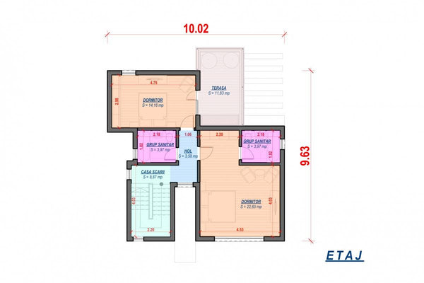 Two Story Steel Frame House With 3 Bedrooms Model 248-025 - house plan 2