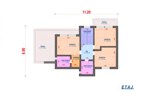 Two Storey Steel Frame House With 3 Bedrooms Model 248-057 - modern house plan 2 thumbnail