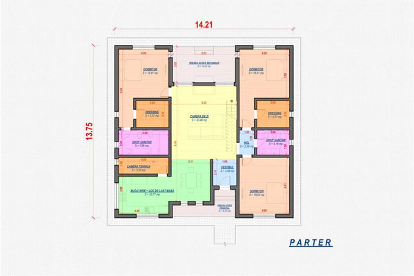 2 Story Steel Frame House With Three Bedrooms Number 249-048 - floor plan design 1