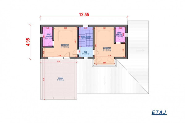 Two Story Steel Frame House With 3 Bedrooms Number 250-065 - house floor plan 2