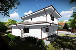 Two Story Steel Frame House With 3 Bedrooms Model 260-006 - modern style house exterior image 7 thumbnail