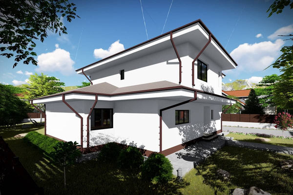 Two Story Steel Frame House With 3 Bedrooms Model 260-006 - modern style house exterior image 7