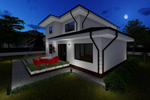 Two Story Steel Frame House With 3 Bedrooms Model 260-006 - modern style house exterior image 10 thumbnail