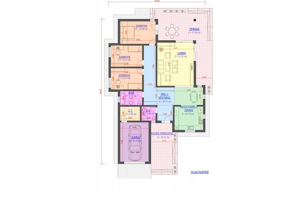 Ground Floor Steel Frame House With 3 Bedrooms Model 269-047 - modern house plan