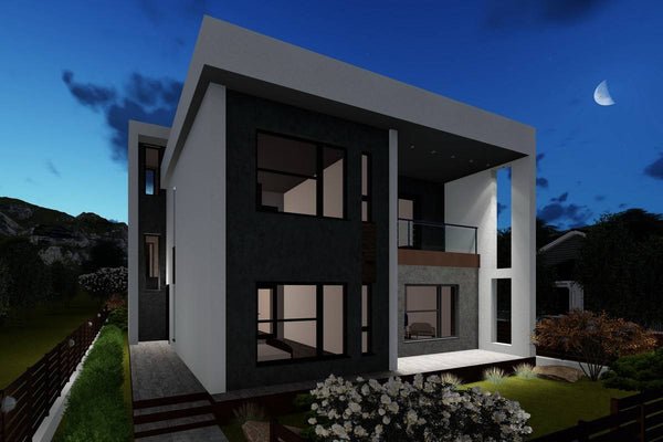 2 Story Steel Frame House With 5 Bedrooms Number 320-055 - modern home exterior image 9