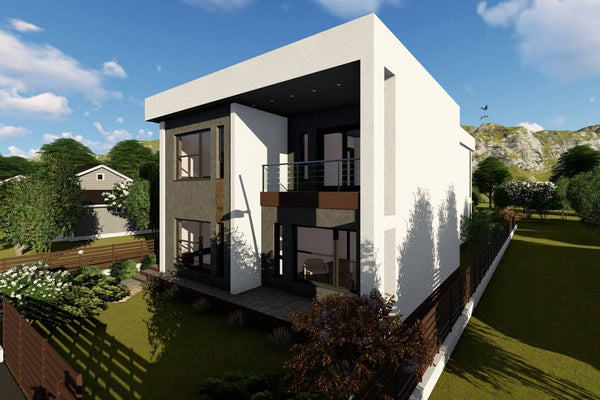 2 Story Steel Frame House With 5 Bedrooms Number 320-055 - modern home exterior image 2