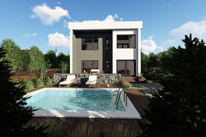 2 Story Steel Frame House With 5 Bedrooms Number 320-055 - modern home exterior image 6 thumbnail
