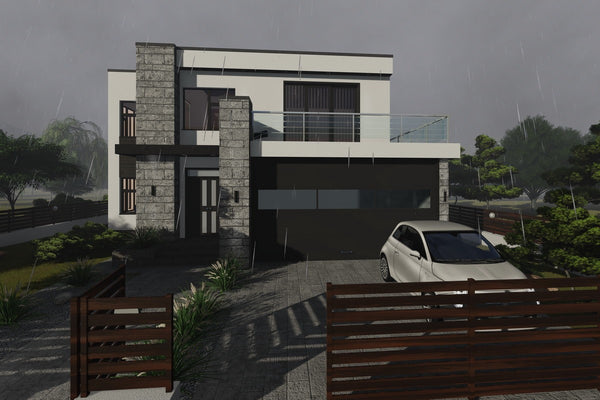 2 Story Steel Frame House With Three Bedrooms Number 334-062 - modern exterior house picture 8