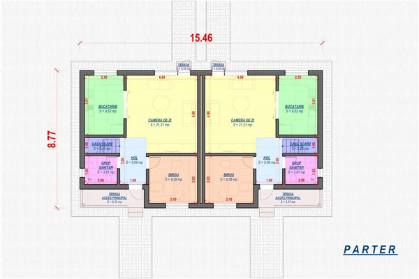 3 Story Steel Frame Duplex House Model 399-066 - house floor plan