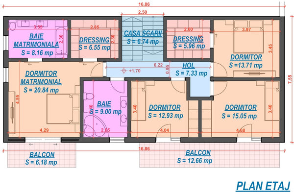 Double Story Steel Frame House With 4 Bedrooms Model 474-059 - house plan 2