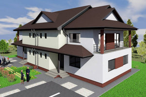 2 Storey Steel Frame Duplex House With 6 Bedrooms 476-011 - modern house exterior image 2 thumbnail