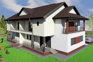 2 Storey Steel Frame Duplex House With 6 Bedrooms 476-011 - modern house exterior image 8 thumbnail