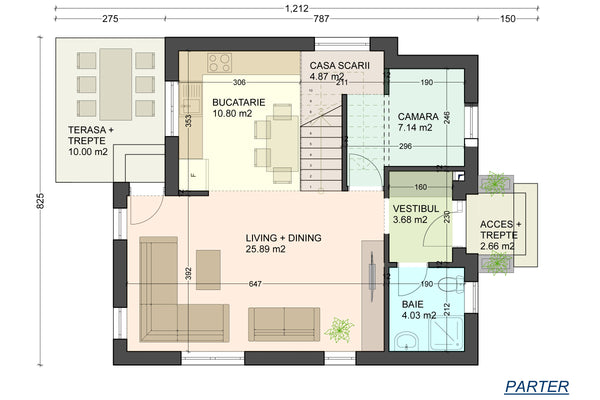 Steel frame house model on 2 levels 150 sqm id 152-115 - ground floor design