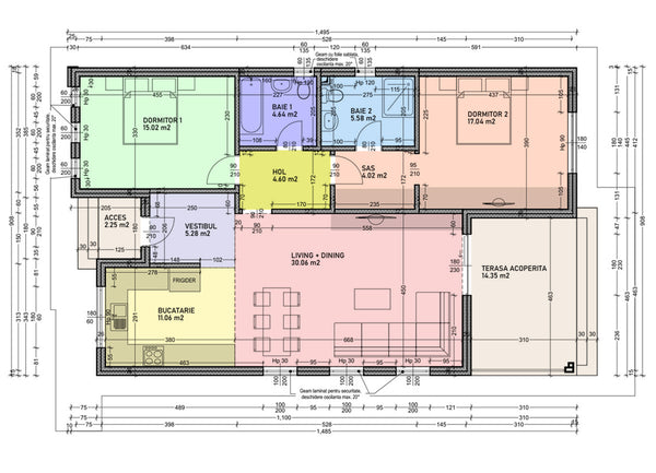 Ground Floor Steel Frame House With 2 Bedrooms model 130-093 - house plan