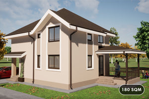 Steel Frame House With 2 Floors And Covered Terrace 180-110 - exterior design image 1 thumbnail