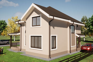 Steel Frame House With 2 Floors And Covered Terrace 180-110 - exterior design image 4 thumbnail