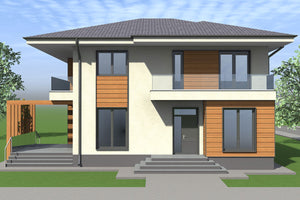 Steel frame house with 2 floors and terrace model 285-108 - house design photo 3 thumbnail