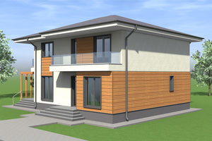 Steel frame house with 2 floors and terrace model 285-108 - house design photo 4 thumbnail