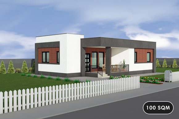 Steel frame house with 3 rooms and 1 bathroom 100sqm 100-116 - house exterior design 1