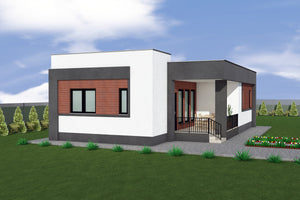 Steel frame house with 3 rooms and 1 bathroom 100sqm 100-116 - house exterior design 6 thumbnail