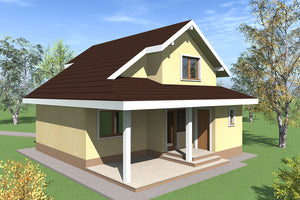 Steel frame house with covered terrace and balcony 150 sqm - exterior house design photo 2 thumbnail