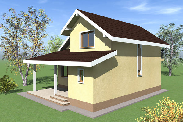 Steel frame house with covered terrace and balcony 150 sqm - exterior house design photo 3